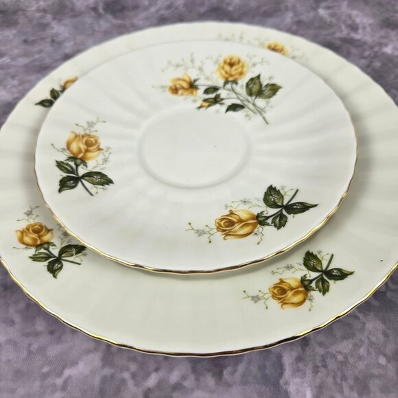 Royal China Seltmann Weiden Bavaria Yellow Rose 3 Pc Set Cup Saucer Bread Plate - Picture 8 of 16